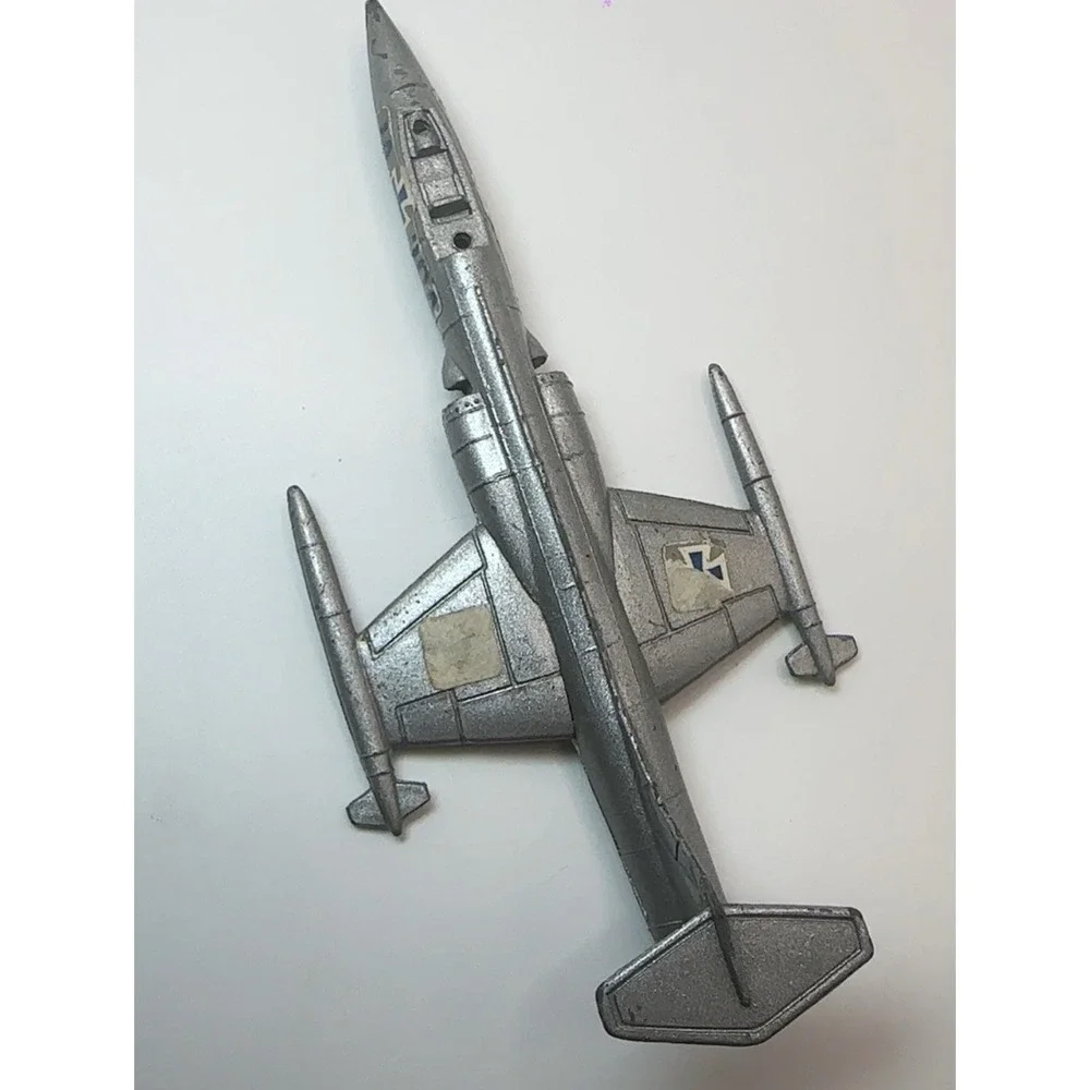 Vintage Lintoy F-104A Starfighter Diecast Jet Airplane Silver Hong Kong Toy